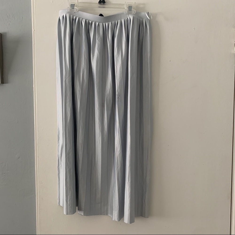 Topshop Silver Pleated Skirt